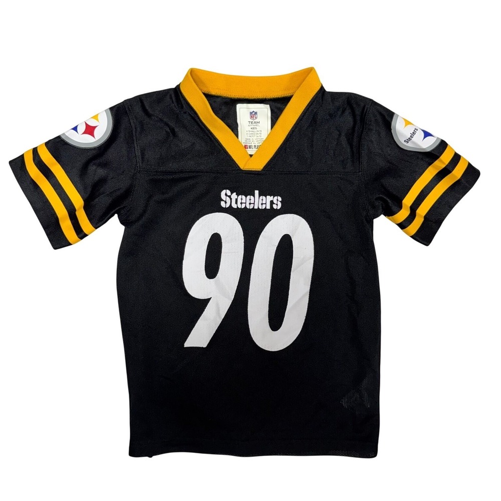 NFL Team Apparel Pittsburgh Steelers TJ Watt 90 Jersey Kids XS 4/5 Black Yellow
